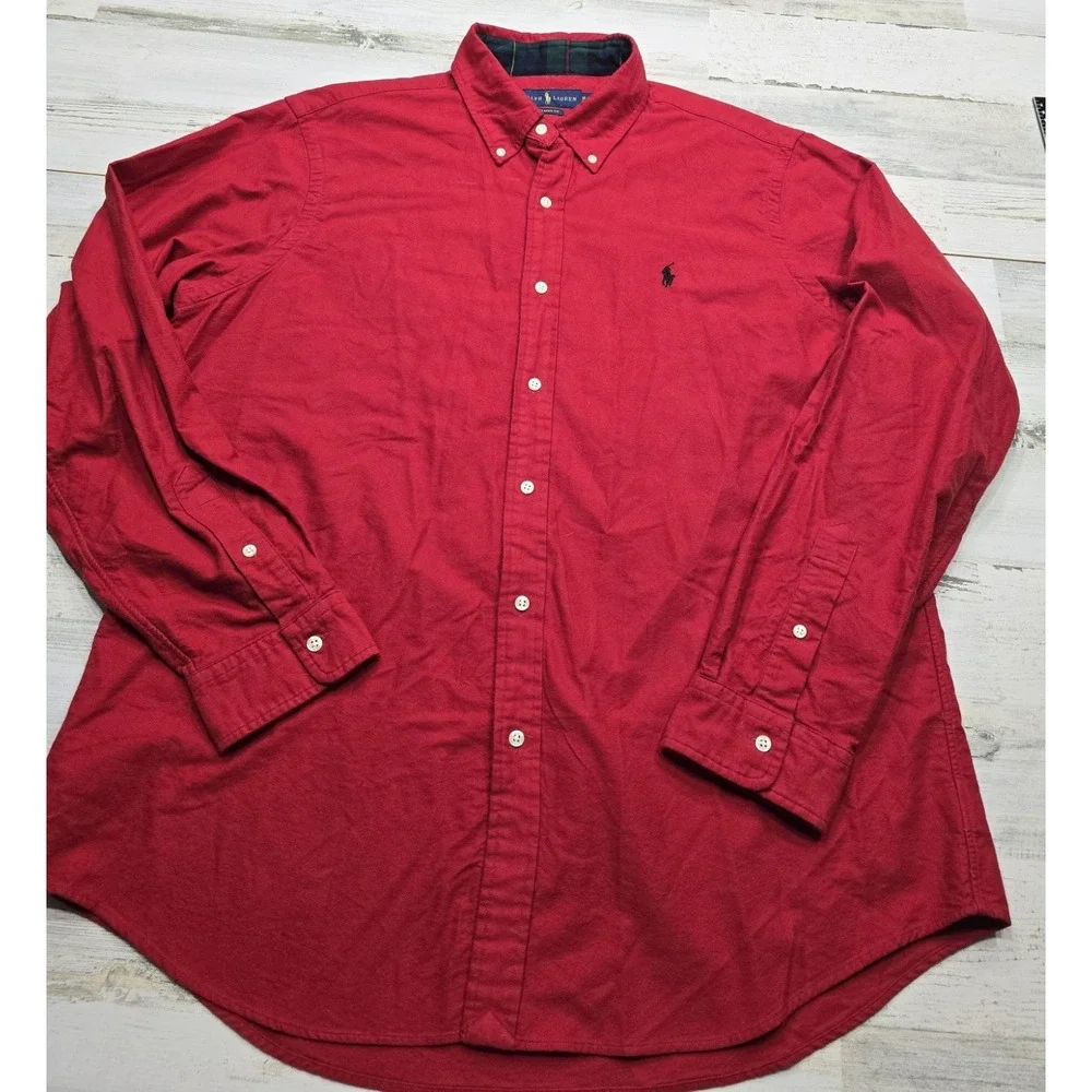 Polo Ralph Lauren Mens XL Red Cotton Button‎ Down Shirt Classic Fit 710769915004